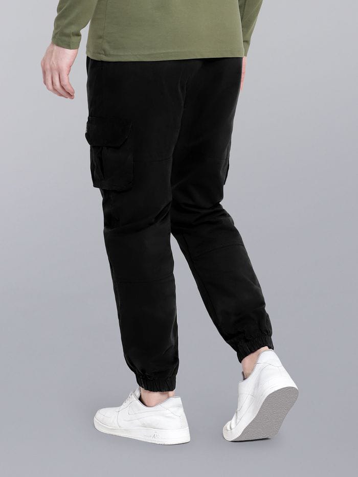 Black Heavy Gauge Cargo Joggers