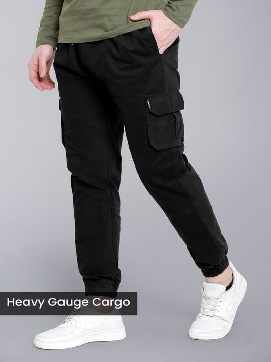 Black Heavy Gauge Cargo Joggers